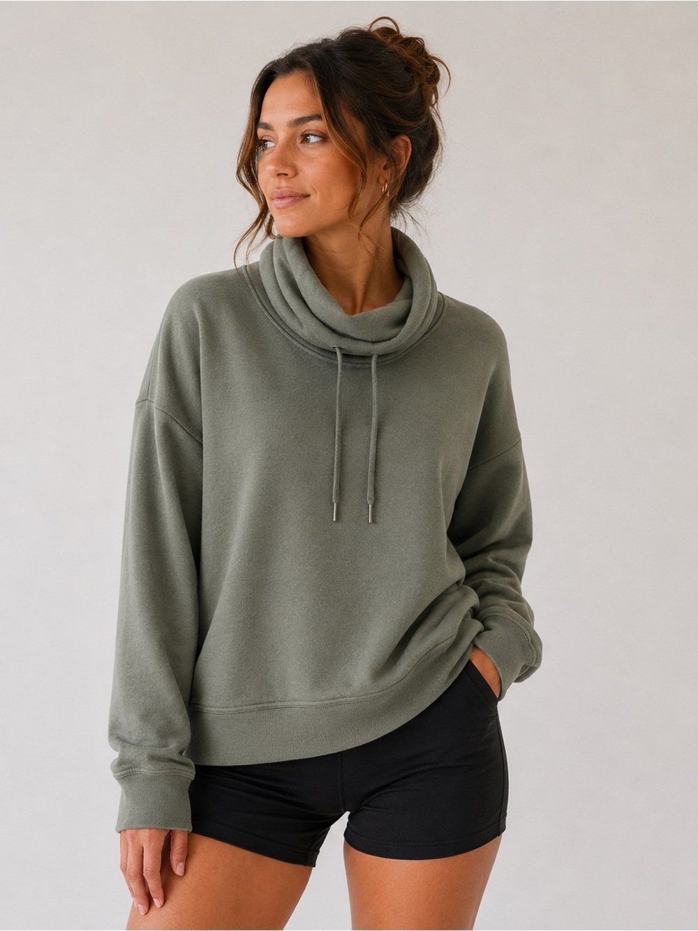Danskin Olive Cowl Neck Pullover Sweater